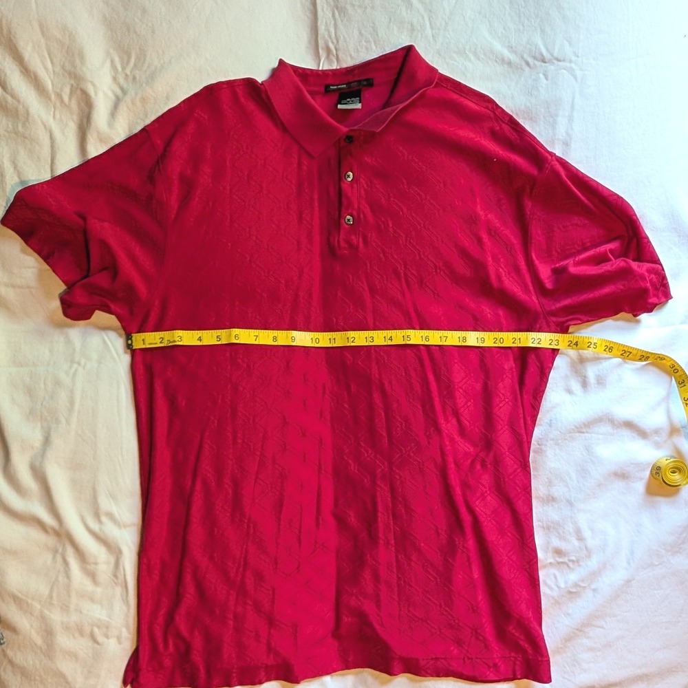 Nike Tiger Woods Collection Red Geometric Jacquard Polo Shirt Mens XXL Nike-Fit - Picture 4 of 11